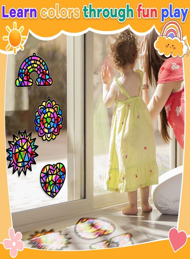 Lonfliness 32 Sets Spring Crafts Valentine's Day Suncatchers Kit for Kids DIY Rainbow Window Stained Glass Effect Paper School Classroom Decoration Back to School Art Craft Creative Activity Project Party Favors - Image 5
